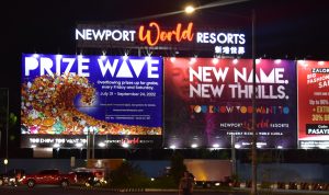 New signage for rebranded Newport World Resorts provided by Luneta Advertising